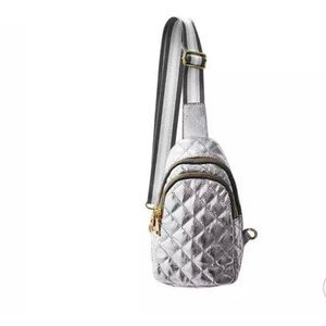 Metallic Sliver quilted Fanny sling bag new shoulder purse